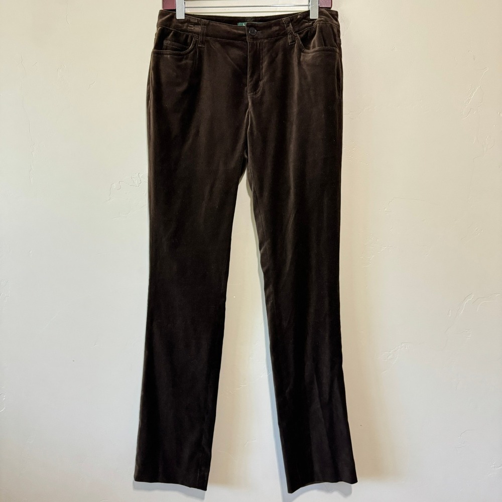 VTG NWT Y2K Ralph Lauren Low Rise Straight Velvet‎ Pants 4 Chocolate Bronze